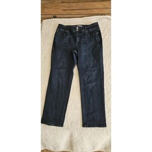 Lane Bryant Size 16s waist High-Rise Slim Straight Jeans Dark Blue Stretch .